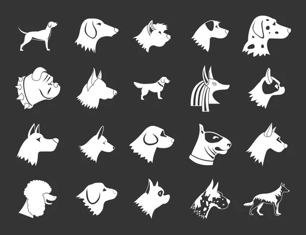 Perro icono conjunto gris vector — Archivo Imágenes Vectoriales