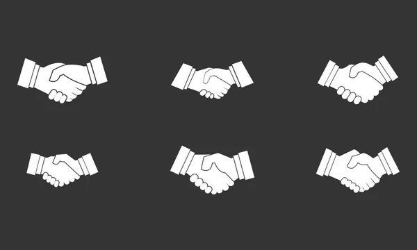 Set icona stretta di mano vettoriale grigio — Vettoriale Stock