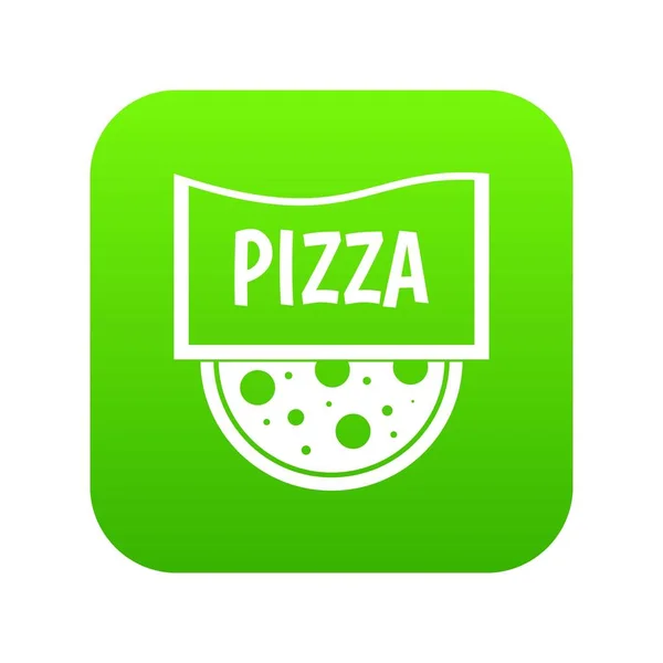 Badge de pizza ou icône d'enseigne vert numérique — Image vectorielle