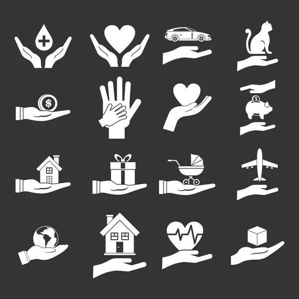 Hand protect icon set grey vector — Stock Vector