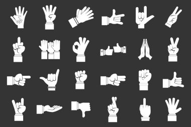 Gri vektör el işareti simgesi ayarla