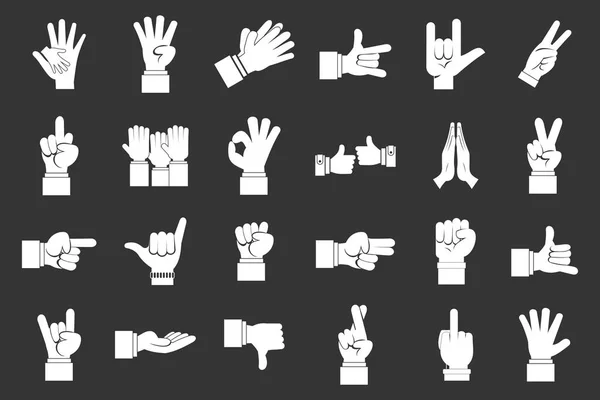 Hand sign icon set grey vector — Stock Vector