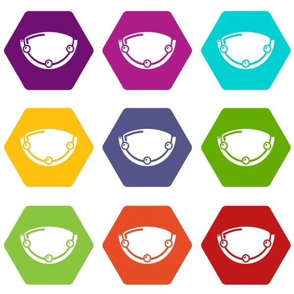 9 vektör oval lamba Icons set