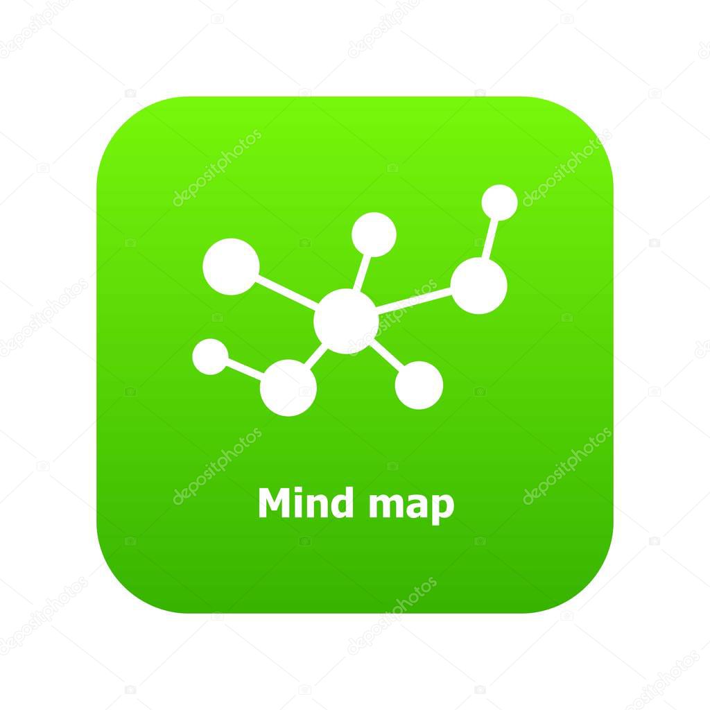 Mind map icon green vector isolated on white background