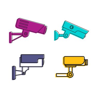 Güvenlik kamera simgesi ayarla, renk anahat tarzı