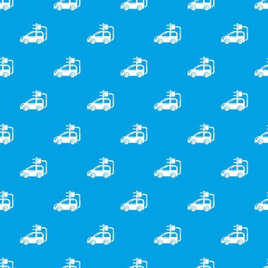 Elektrikli otomobil desen vektör kesintisiz mavi