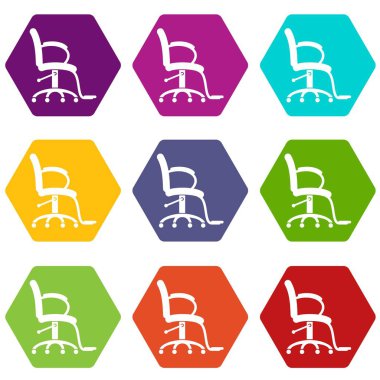 9 vektör salon sandalye Icons set