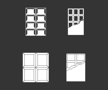Gri vektör çikolata Icon set