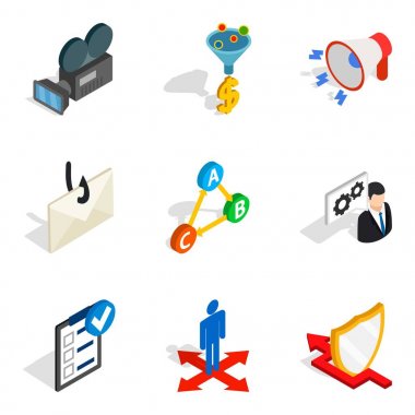 World Wide web Icons set, izometrik tarzı