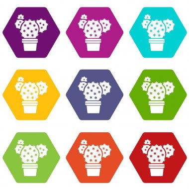 9 vektör kulaklı kaktüs Icons set