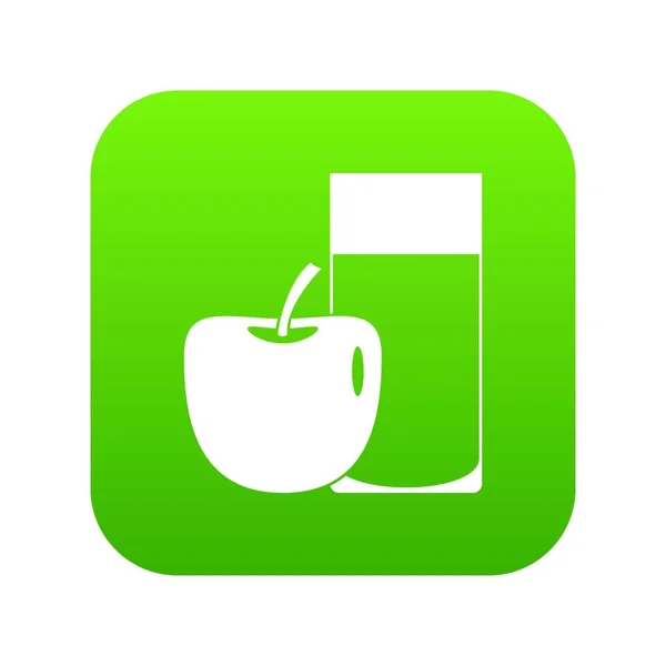 Glas Getränk und Apfelsymbol digital green — Stockvektor