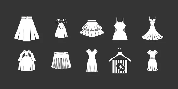 Ikona spódnica sukienka szary wektor zestaw — Wektor stockowy