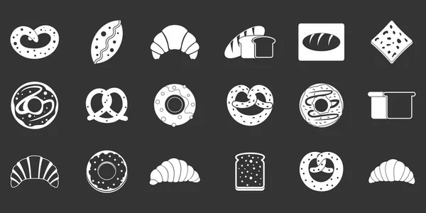 Sada ikon pekařství šedé vektor — Stockový vektor