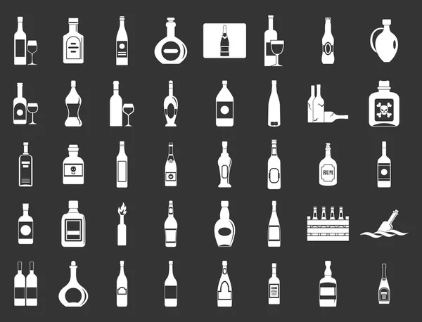 Alkohol Ikonuppsättning flaska grå vektor — Stock vektor