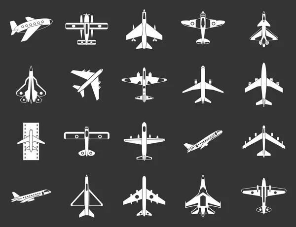 Ensemble d'icônes avion vecteur gris — Image vectorielle