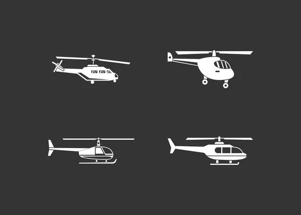 Ícone de helicóptero conjunto vetor cinza — Vetor de Stock