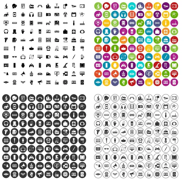 100 iconos de la aplicación del dispositivo conjunto variante vectorial — Vector de stock