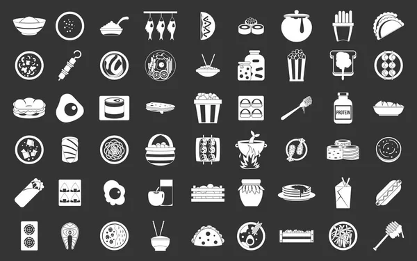 Conjunto de ícones de alimentos vector cinzento — Vetor de Stock