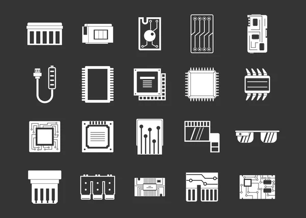 Gri vektör çip Icon set — Stok Vektör