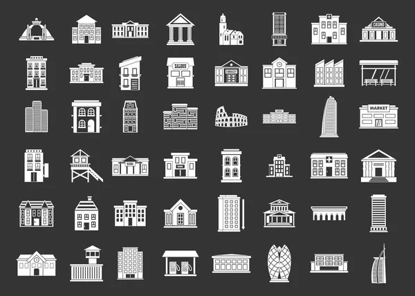 Building icon set grey vector — Stock Vector