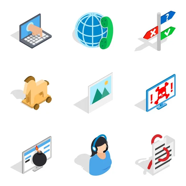 Setup icons set, isometric style — Stock Vector