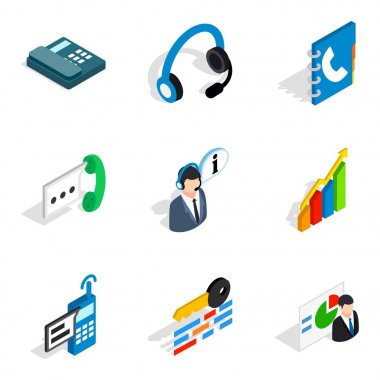 Sunucu kurulum Icons set, izometrik stili