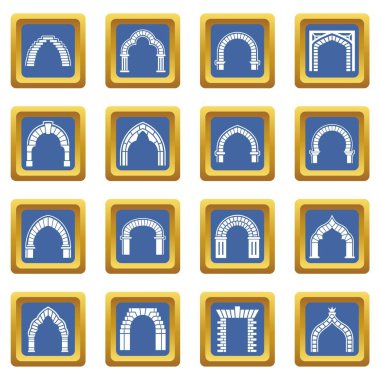 Kemer türleri simgeler kümesi mavi kare vektör