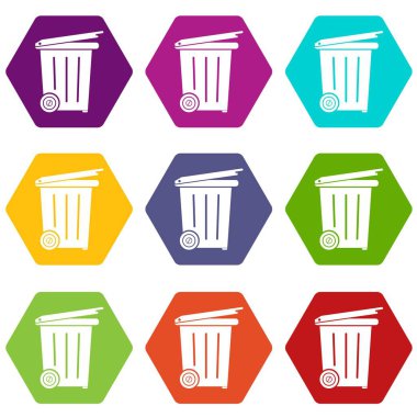 9 vektör tekerlek konteyner Icons set