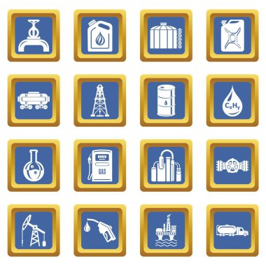 Mavi kare vektör petrol sanayi Icons set