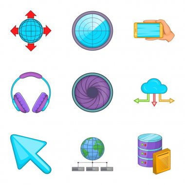 Web davet Icons set, karikatür tarzı