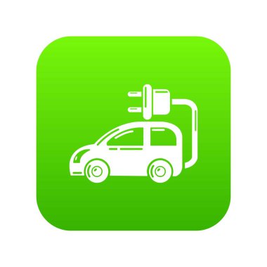 Elektrikli otomobil yeşil simge vektör