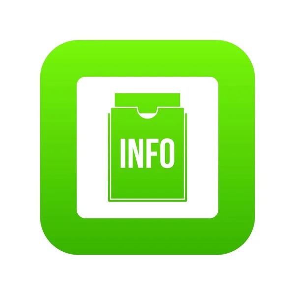 Icono de carpeta de información verde digital — Vector de stock