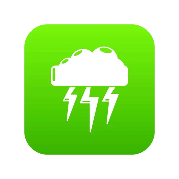 Icono de la electricidad atmosférica vector verde — Vector de stock