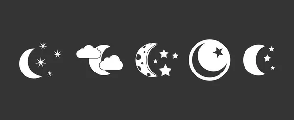 Moon icon set grey vector — Stock Vector