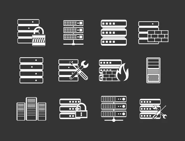 Server pictogrammenset grijs vector — Stockvector