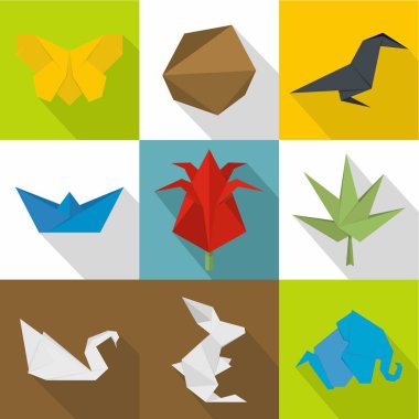 Origami Icons set, karikatür tarzı