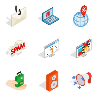 Web dizüstü Icons set, izometrik stili