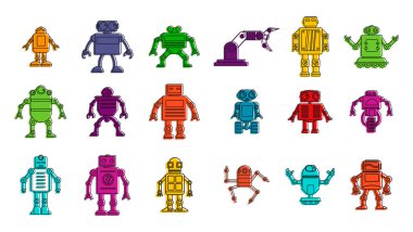 Robot simge kümesi, renk anahat stili
