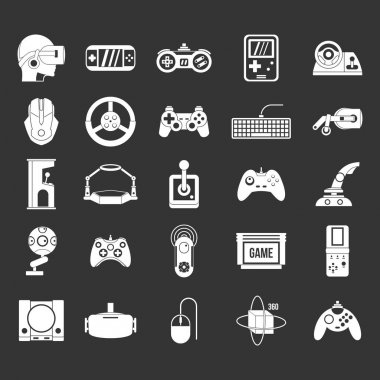 Gri vektör oyun konsolu Icon set
