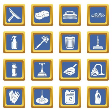 Mavi kare vektör simgeleri temizleme ayarla