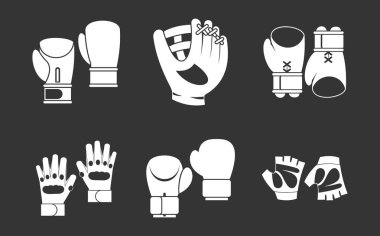 Gri vektör spor eldiven Icon set