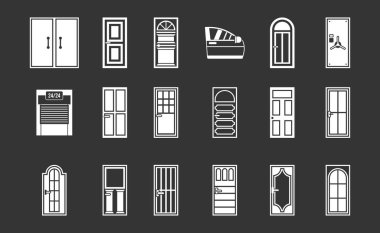 Gri vektör kapı Icon set