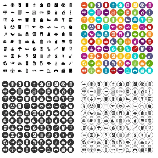 100 icônes d'écologie ensemble variante vectorielle — Image vectorielle