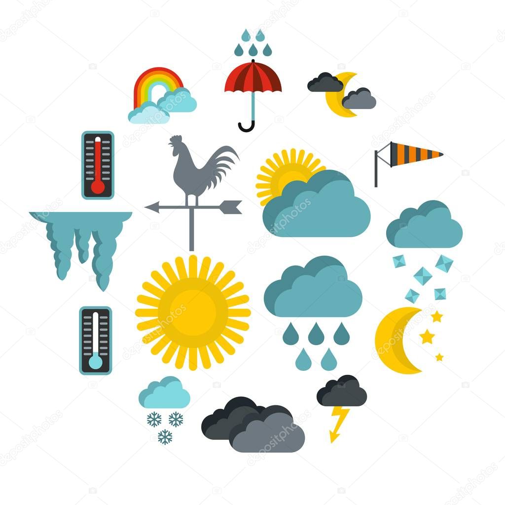 Weather icons set, flat style