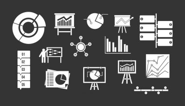 Gri vektör diyagramı Icon set