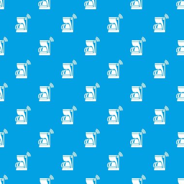 Kahve makinesi desen vektör kesintisiz mavi