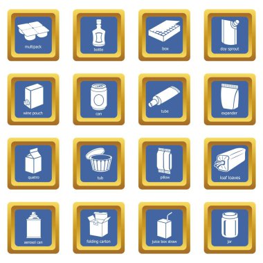 Mavi kare vektör paketi türleri Icons set