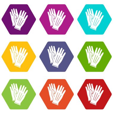 9 vektör eldiven Icons set