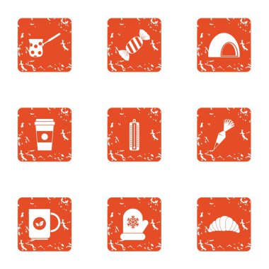 Cozy kış simgeler kümesi, grunge style