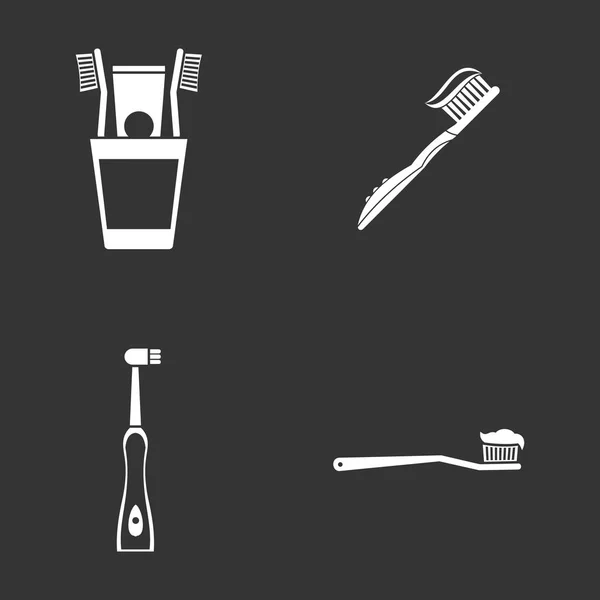 Cepillo de dientes icono conjunto gris vector — Vector de stock